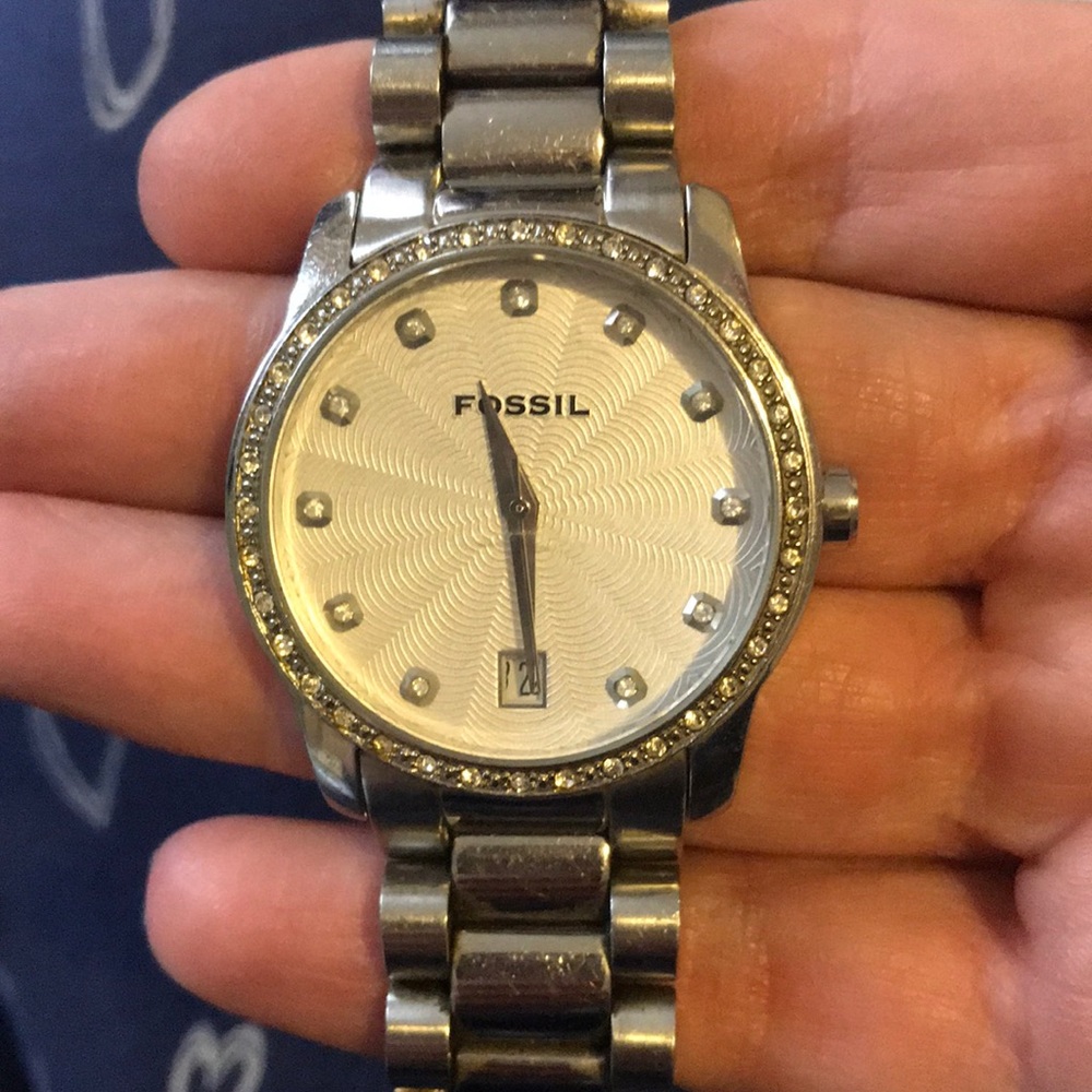 Fossil Silver watch with Crystal detail